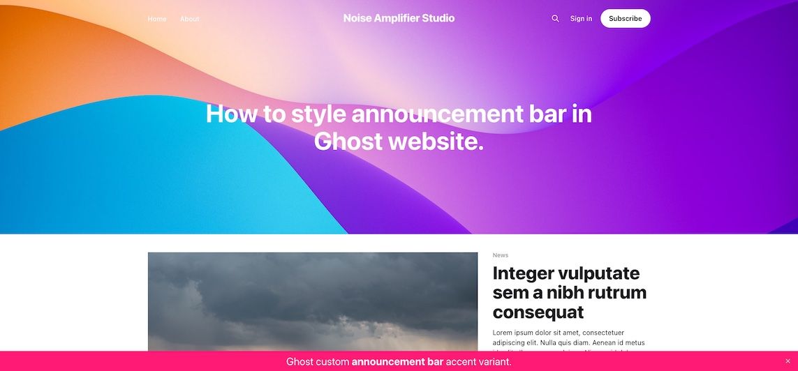 How to style announcement bar in Ghost website